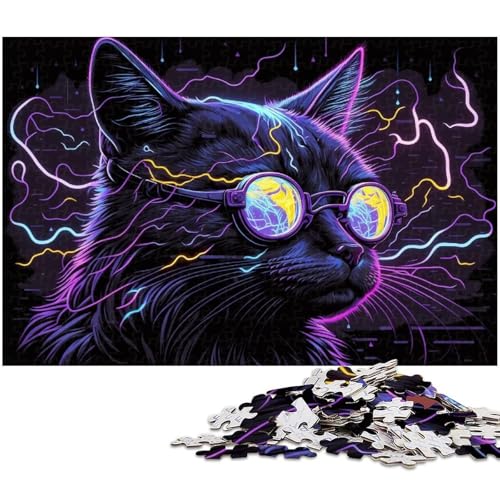 Neon Cat 1000-teiliges Puzzle, Holzpuzzle, entspannende Unterhaltung, Heimdekoration, 50 x 75 cm / 19,68 x 29,52 Zoll Neon Cat 1000-teiliges Puzzle, Holzpuzzle, entspannende Unterhaltung, Heimdekoration, 50 x 75 cm / 19,68 x 29,52 Zoll von JIANGENNF