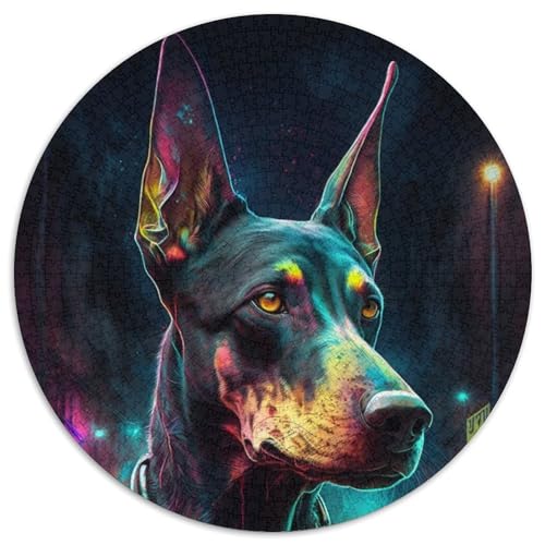 Neon-Dobermann-Puzzle für Erwachsene, 1000-teiliges Puzzle für Erwachsene, pädagogisches Denkspiel, künstlerische Heim- und Bürodekoration, ab 14 Jahren (Größe 67,5 x 67,5 cm) von JIANGENNF