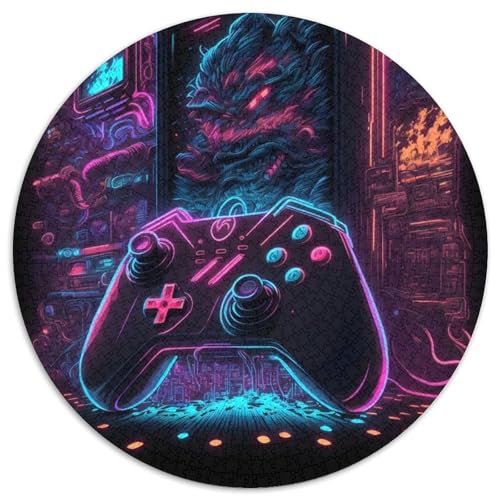 Neon-Gaming-Room-Puzzle für Erwachsene, 1000-teiliges Puzzle für Erwachsene, pädagogisches Denkspiel, künstlerische Heim- und Bürodekoration, ab 14 Jahren (Größe 67,5 x 67,5 cm) von JIANGENNF