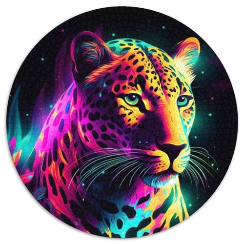 Neon-Leoparden-Puzzle, 1000 Teile, Puzzle für Erwachsene, Teenager, Paare und Freunde zum Geburtstag, zu Weihnachten (Größe 67,5 x 67,5 cm) von JIANGENNF