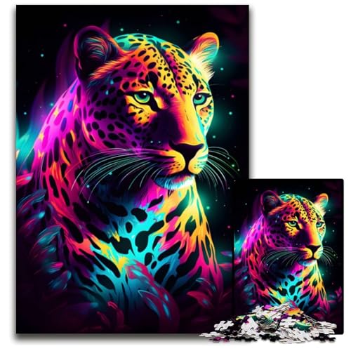 Neon-Leoparden-Puzzle, 1000 Teile, für Erwachsene, Papppuzzle, Familienaktivität, Denksportaufgabe, Heimdekoration, 26x38cm/10,23x14,96 Zoll Neon-Leoparden-Puzzle, 1000 Teile, für Erwachsene, Papppuzzle, Familienaktivität, Denksportaufgabe, Heimdekoration, 26x38cm/10,23x14,96 Zoll von JIANGENNF