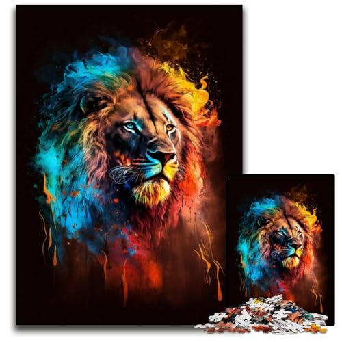 Neon-Löwen-Puzzles für Erwachsene, 1000 herausfordernde Rätsel, Geburtstagsgeschenkidee, anspruchsvolles Denkspiel, 50x75cm/19,68x29,52 Zoll Neon-Löwen-Puzzles für Erwachsene, 1000 herausfordernde Rätsel, Geburtstagsgeschenkidee, anspruchsvolles Denkspiel, 50x75cm/19,68x29,52 Zoll von JIANGENNF