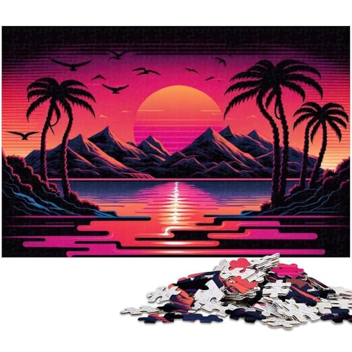 Neon-Retro-Landschaft, 1000-teiliges Puzzle, DIY-Dekoration, Gehirn-Herausforderung, für Erwachsene, Familie, 26 x 38 cm / 10,23 x 14,96 Zoll Neon-Retro-Landschaft, 1000-teiliges Puzzle, DIY-Dekoration, Gehirn-Herausforderung, für Erwachsene, Familie, 26 x 38 cm / 10,23 x 14,96 Zoll von JIANGENNF