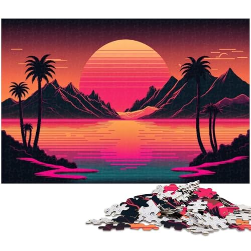 Neon-Retro-Landschaft, 1000-teiliges Puzzle, Holzpuzzle, Denksportaufgabe, Teenager und Heimdekoration, 50 x 75 cm / 19,68 x 29,52 Zoll Neon-Retro-Landschaft, 1000-teiliges Puzzle, Holzpuzzle, Denksportaufgabe, Teenager und Heimdekoration, 50 x 75 cm / 19,68 x 29,52 Zoll von JIANGENNF