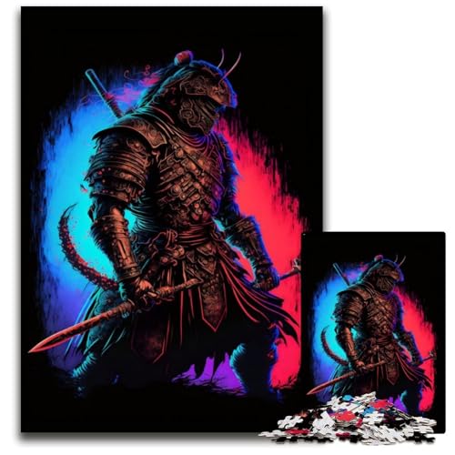 Neon Samurai 1000-teiliges Puzzle für Erwachsene, anspruchsvolles Denkspiel – entspannendes Spielzeug für Teenager, 26x38cm/10,23x14,96 Zoll von JIANGENNF