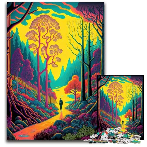 Neonlandschaft 1000 Teile Puzzle Geschenke Herausfordernde Puzzles Denkspiel, Interaktives Familienspiel, Geeignet für Kinder ab 14 Jahren 50x75cm/19,68x29,52 Zoll von JIANGENNF