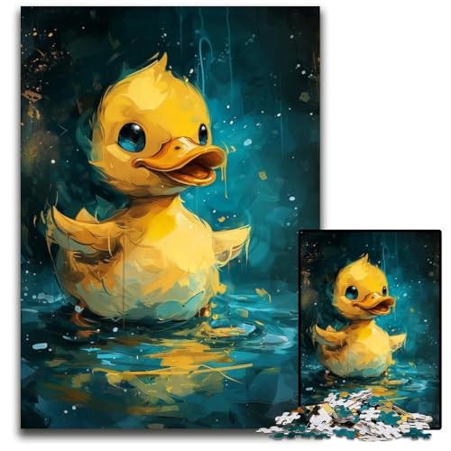 Niedliche kleine gelbe Ente, Puzzle für Erwachsene, 1000 Teile, anspruchsvolle Puzzles, kreatives Familienspiel und Heimdekoration, Teenager, 50x75cm/19,68x29,52 Zoll von JIANGENNF