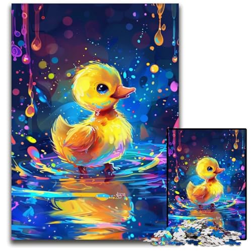 Niedliche kleine gelbe Ente, Puzzle für Erwachsene, 1000 herausfordernde Puzzles, Geburtstagsgeschenkidee, anspruchsvolles Denkspiel, 50x75cm/19,68x29,52 Zoll von JIANGENNF