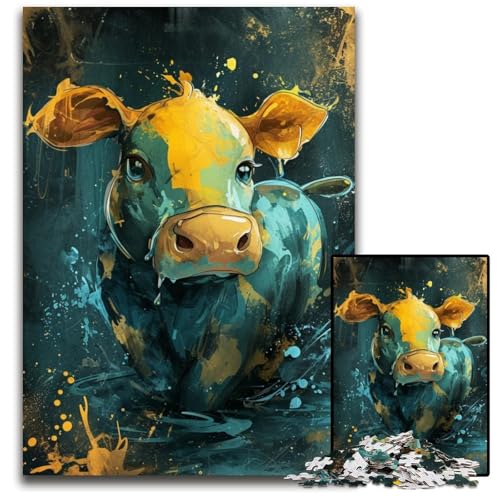 Niedliche kleine gelbe Kuh-Puzzles für Erwachsene, 1000-teilige Puzzles für Erwachsene, Muttertag, Geburtstag, Weihnachten, 26x38cm/10,23x14,96 Zoll Niedliche kleine gelbe Kuh-Puzzles für Erwachsene, 1000-teilige Puzzles für Erwachsene, Muttertag, Geburtstag, Weihnachten, 26x38cm/10,23x14,96 Zoll von JIANGENNF