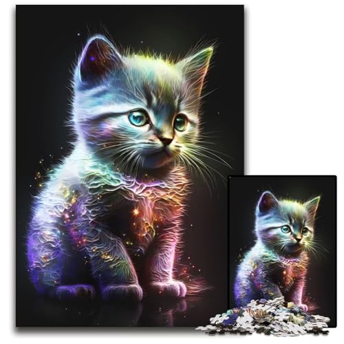 Niedliches Kätzchen mit Sternen, 1000 Teile Puzzle für Erwachsene, anspruchsvolles Denkspiel – entspannendes Spielzeug für Teenager, 50x75cm/19,68x29,52 Zoll Niedliches Kätzchen mit Sternen, 1000 Teile Puzzle für Erwachsene, anspruchsvolles Denkspiel – entspannendes Spielzeug für Teenager, 50x75cm/19,68x29,52 Zoll von JIANGENNF