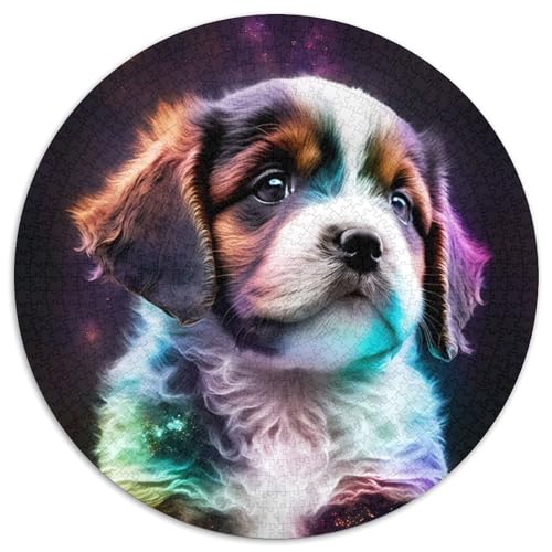 Niedliches Puzzle mit Welpen aus dem Universum, 1000 Teile für Erwachsene, 1000-teiliges rundes Puzzle für Erwachsene, Lernspielzeug für Teenager, Heimbüro-Dekoration (Größe 67,5 x 67,5 cm) von JIANGENNF