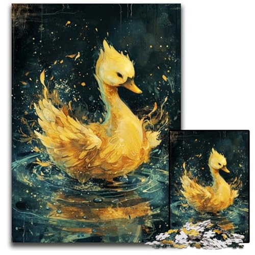 Niedliches Puzzle mit kleinem gelben Schwan, 1000 Teile, für Erwachsene. Puzzle für Erwachsene, Familienspaß, Gehirntraining, Teenager, 50x75cm/19,68x29,52 Zoll von JIANGENNF