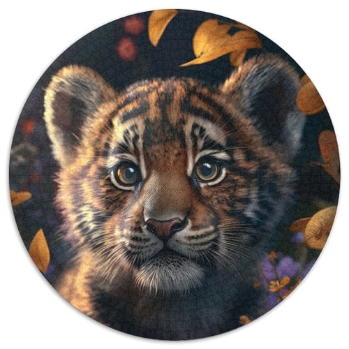 Niedliches kleines Tigerjunges-Puzzle, 1000 Teile, Papppuzzle für Erwachsene, Geburtstagsgeschenkidee, anspruchsvolles Denkspiel (Größe 67,5 x 67,5 cm) von JIANGENNF