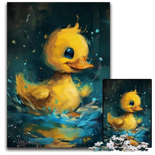 Niedliches kleines gelbes Enten-Puzzle, 1000 Teile, Holzpuzzle, Weihnachten, Halloween, Ostern, Neujahr, 50x75cm/19,68x29,52 Zoll von JIANGENNF
