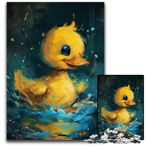 Niedliches kleines gelbes Enten-Puzzle 1000 Teile für Erwachsene, Puzzle für Erwachsene, Familienaktivität, Heimdekoration zum Selbermachen, 26x38cm/10,23x14,96 Zoll von JIANGENNF