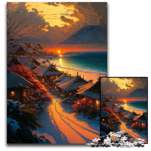 Ocean Sunset 1000-teiliges Puzzle für Erwachsene, anspruchsvolles Denkspiel – entspannendes Spielzeug für Teenager, 26x38cm/10,23x14,96 Zoll von JIANGENNF