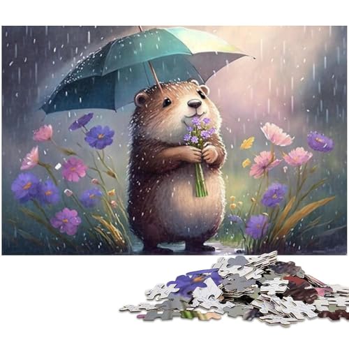 Otter hält Regenschirm-Puzzle, 1000 Teile, Holzpuzzle für Erwachsene, Heimdekoration und Urlaubsspaß, 50 x 75 cm / 19,68 x 29,52 Zoll Otter hält Regenschirm-Puzzle, 1000 Teile, Holzpuzzle für Erwachsene, Heimdekoration und Urlaubsspaß, 50 x 75 cm / 19,68 x 29,52 Zoll von JIANGENNF