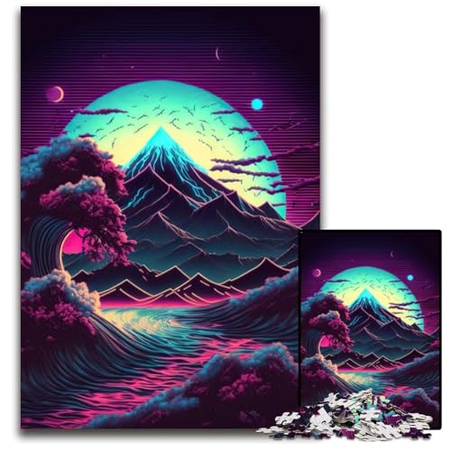 Ozeanwellen-Puzzle aus Japan, 1000 Teile, Papppuzzle, Weihnachten, Halloween, Ostern, Neujahr, 26x38cm/10,23x14,96 Zoll von JIANGENNF