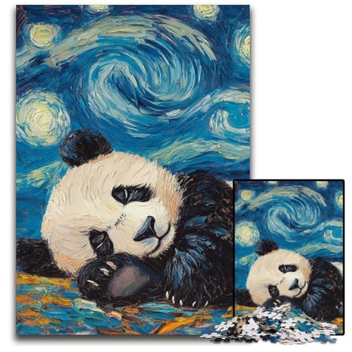 Panda-Nachthimmel-Puzzle für Erwachsene, 1000-teiliges Puzzle für Erwachsene, interaktives Familienspiel, Gehirn-Herausforderung, Lernspielzeug, 50x75cm/19,68x29,52 Zoll von JIANGENNF