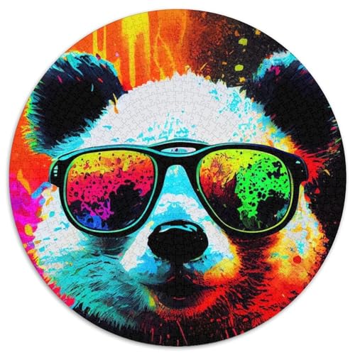 Panda Popart Tierpuzzle 1000 Teile für Erwachsene, 1000-teiliges rundes Puzzle für Erwachsene, Lernspielzeug für Teenager, Heimbüro-Dekor (Größe 67,5 x 67,5 cm) von JIANGENNF