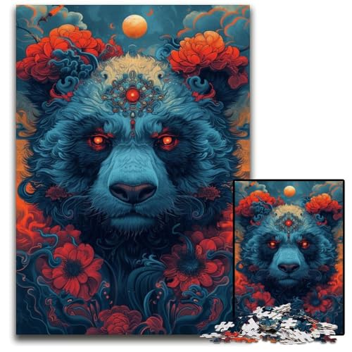 Panda in Flower Puzzles 1000 Teile für Erwachsene Puzzles Denkspiel, Interaktives Familienspiel, Geeignet für Kinder ab 14 Jahren 26x38cm/10,23x14,96 Zoll von JIANGENNF