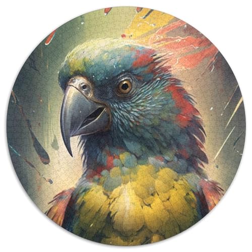 Papagei 1000 Teile Puzzle Geschenke Rundes Puzzle 1000 Teile Herausforderndes DIY-Denkspiel, perfektes Familienspiel oder dekoratives Geschenk (Größe 67,5 x 67,5 cm) von JIANGENNF