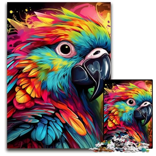 Papagei-Puzzle mit 1000 Teilen für Erwachsene, Papppuzzles für den Familienspielabend, dekoratives Kunstwerk zum Selbermachen, 26x38cm/10,23x14,96 Zoll von JIANGENNF