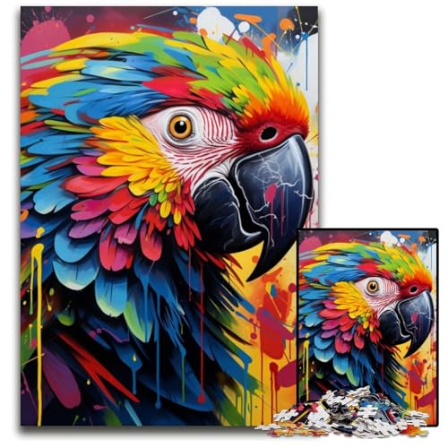 Papageien-Graffiti-Puzzle, 1000 Teile, für Erwachsene, Papppuzzle, ideal für Verliebte, perfektes Weihnachts-, Neujahrs- und Valentinstagsgeschenk, 26x38cm/10,23x14,96 Zoll von JIANGENNF