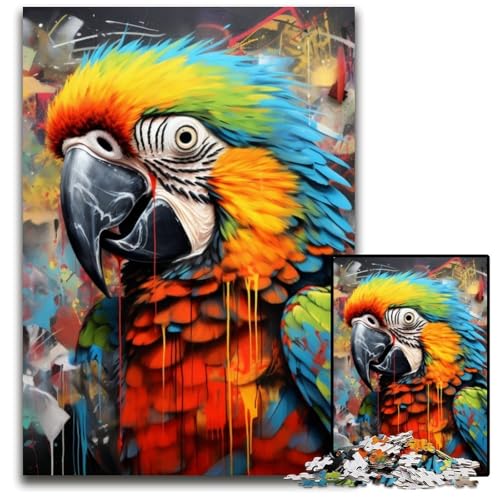 Papageien-Graffiti-Puzzle 1000 Teile für Erwachsene. Puzzle für Erwachsene. Perfekt für Familienfeiern, Geburtstage, Feiertage. 26x38cm/10,23x14,96 Zoll von JIANGENNF
