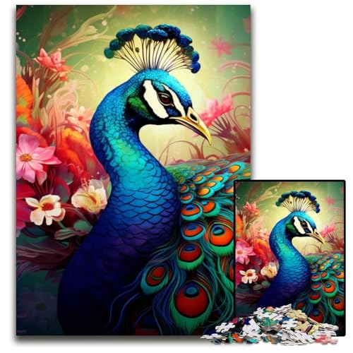 Pfauen-Puzzle für Erwachsene, 1000 Teile, Holzpuzzle, interaktives Familienspiel, Denksportaufgabe, Lernspielzeug, 50x75cm/19,68x29,52 Zoll Pfauen-Puzzle für Erwachsene, 1000 Teile, Holzpuzzle, interaktives Familienspiel, Denksportaufgabe, Lernspielzeug, 50x75cm/19,68x29,52 Zoll von JIANGENNF