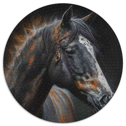 Pferde-Puzzle für Erwachsene, 1000 Teile, 1000-teiliges rundes Puzzle für Erwachsene, hochschwieriges Denkspiel für Teenager (Größe 67,5 x 67,5 cm) von JIANGENNF