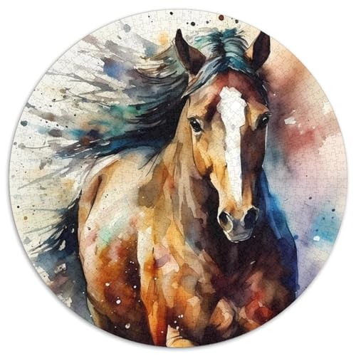 Pferde-Tiere-Puzzle, 1000 Teile, Papp-Puzzle für Erwachsene, Geburtstagsgeschenkidee, anspruchsvolles Denkspiel (Größe 67,5 x 67,5 cm) von JIANGENNF