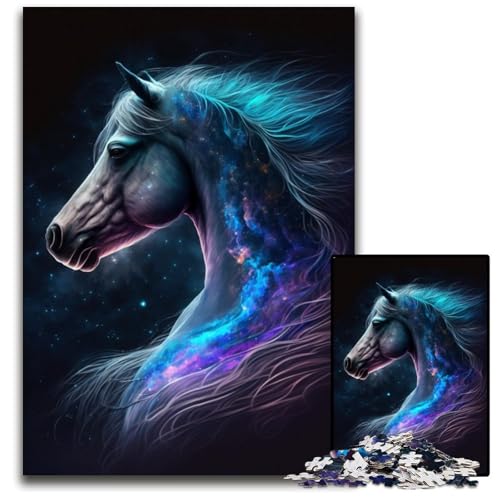 Pferdepuzzle 1000 Teile für Erwachsene, Holzpuzzle für Erwachsene, anspruchsvolles Denkspiel – entspannendes Spielzeug für Teenager, 50x75cm/19,68x29,52 Zoll von JIANGENNF