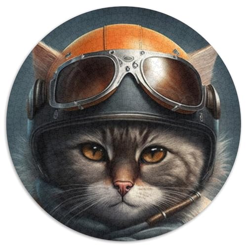 Pilot Cat Puzzle, 1000 Teile, Puzzle für Erwachsene, Teenager, Paare und Freunde zum Geburtstag, zu Weihnachten (Größe 67,5 x 67,5 cm) von JIANGENNF