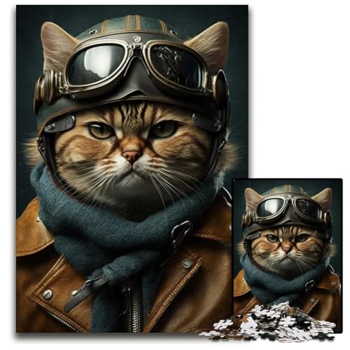 Pilot Cat Puzzle für Erwachsene, 1000 Teile, Unmögliches Puzzle für Erwachsene, kompliziertes Design für Teenager, DIY-Dekor und gehirnfördernder Spaß, 26x38cm/10,23x14,96 Zoll Pilot Cat Puzzle für Erwachsene, 1000 Teile, Unmögliches Puzzle für Erwachsene, kompliziertes Design für Teenager, DIY-Dekor und gehirnfördernder Spaß, 26x38cm/10,23x14,96 Zoll von JIANGENNF