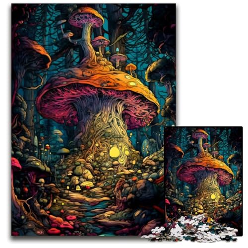 Pilzwaldkönigreich 1000 Teile Puzzle Geschenke Schwierige Puzzles für Erwachsene DIY-Dekoration, Gehirnherausforderung, für Erwachsene, Familie, 26x38cm/10,23x14,96 Zoll von JIANGENNF