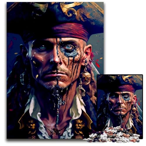 Piratenkapitän 1000-teiliges Puzzle für Erwachsene, anspruchsvolles Denkspiel – entspannendes Spielzeug für Teenager, 50x75cm/19,68x29,52 Zoll von JIANGENNF