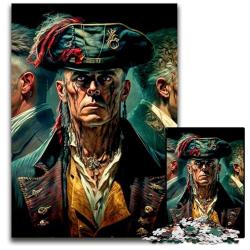 Piratenkapitän-Puzzle, 1000 Teile, Holzpuzzle, Weihnachten, Halloween, Ostern, Neujahr, 50x75cm/19,68x29,52 Zoll Piratenkapitän-Puzzle, 1000 Teile, Holzpuzzle, Weihnachten, Halloween, Ostern, Neujahr, 50x75cm/19,68x29,52 Zoll von JIANGENNF