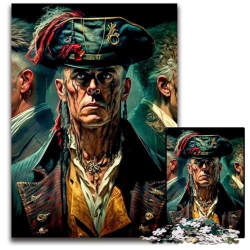 Piratenkapitän-Puzzle für Erwachsene, 1000-teiliges Papppuzzle für Erwachsene, perfekt für Familienspaß, Partyspiele, Geburtstagspartygeschenke, 26x38cm/10,23x14,96 Zoll von JIANGENNF