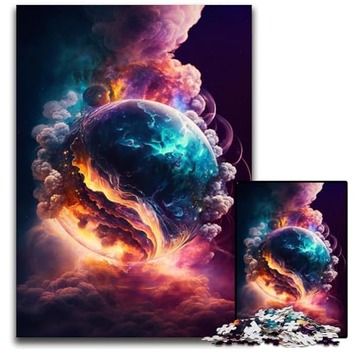 Planet Explosion 1000-teiliges Puzzle aus Pappe für Erwachsene für Reiseliebhaber und Paare, anspruchsvolles Spielzeug 26x38cm/10,23x14,96 Zoll von JIANGENNF