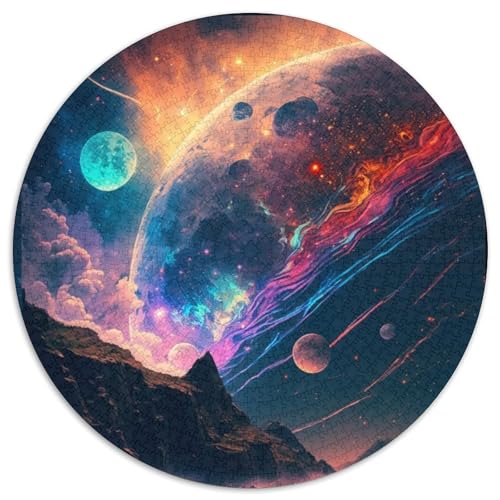 Planet Explosion Puzzle 1000 Teile für Erwachsene, 1000-teiliges rundes Puzzle für Erwachsene, Lernspielzeug für Teenager, Heimbüro-Dekor (Größe 67,5 x 67,5 cm) von JIANGENNF