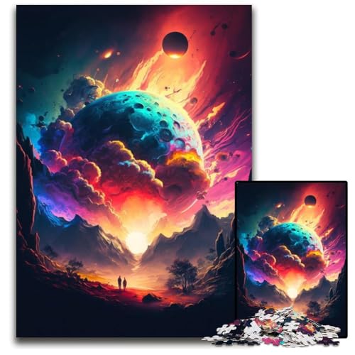 Planet Explosion Puzzles für 1000 Teile Puzzles Interaktives Familienspiel, Gehirn-Herausforderung, Lernspielzeug 26x38cm/10,23x14,96 Zoll von JIANGENNF