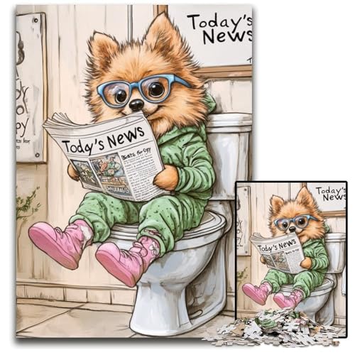 Pomeranian Go Toilet Puzzle 1000 Teile für Erwachsene, Papppuzzle, Spaß für Zuhause, Geburtstagsgeschenk, Reisegeschenk, 26x38cm/10,23x14,96 Zoll Pomeranian Go Toilet Puzzle 1000 Teile für Erwachsene, Papppuzzle, Spaß für Zuhause, Geburtstagsgeschenk, Reisegeschenk, 26x38cm/10,23x14,96 Zoll von JIANGENNF