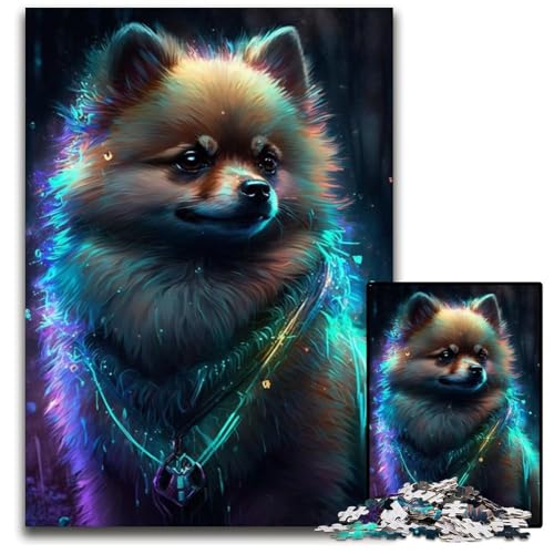 Pomeranian-Puzzle mit 1000 Teilen für Erwachsene, Papppuzzle für Erwachsene, anspruchsvolles Denkspiel – entspannendes Spielzeug für Teenager, 26x38cm/10,23x14,96 Zoll von JIANGENNF