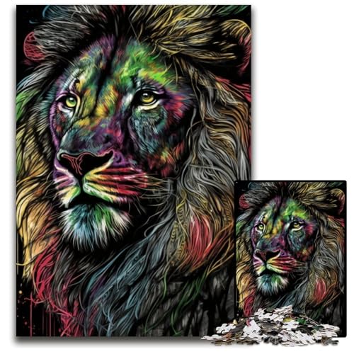 Porträt eines schönen Löwen, 1000-teiliges Puzzle, Holzpuzzle, anspruchsvolles Denkspiel, Familienaktivität, Heimdekoration, 50x75cm/19,68x29,52 Zoll Porträt eines schönen Löwen, 1000-teiliges Puzzle, Holzpuzzle, anspruchsvolles Denkspiel, Familienaktivität, Heimdekoration, 50x75cm/19,68x29,52 Zoll von JIANGENNF