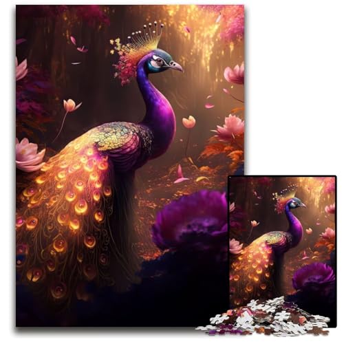 Prächtiges Pfauen-Puzzle 1000 Teile für Erwachsene, Holzpuzzle, kreatives Familienspiel und Heimdekoration, Teenager, 50x75cm/19,68x29,52 Zoll Prächtiges Pfauen-Puzzle 1000 Teile für Erwachsene, Holzpuzzle, kreatives Familienspiel und Heimdekoration, Teenager, 50x75cm/19,68x29,52 Zoll von JIANGENNF