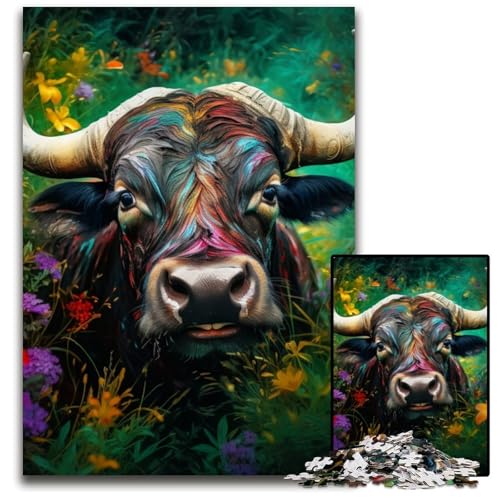 Psychedelic Buffalo 1000-teiliges Puzzle, anspruchsvolle Puzzles, interaktives Familienspiel, Denksportaufgabe, Lernspielzeug, 50x75cm/19,68x29,52 Zoll Psychedelic Buffalo 1000-teiliges Puzzle, anspruchsvolle Puzzles, interaktives Familienspiel, Denksportaufgabe, Lernspielzeug, 50x75cm/19,68x29,52 Zoll von JIANGENNF