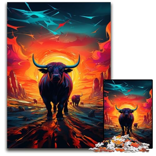 Psychedelic Buffalo 1000-teiliges Puzzle, anspruchsvolle Puzzles, interaktives Familienspiel, Denksportaufgabe, Lernspielzeug, 50x75cm/19,68x29,52 Zoll Psychedelic Buffalo 1000-teiliges Puzzle, anspruchsvolle Puzzles, interaktives Familienspiel, Denksportaufgabe, Lernspielzeug, 50x75cm/19,68x29,52 Zoll von JIANGENNF
