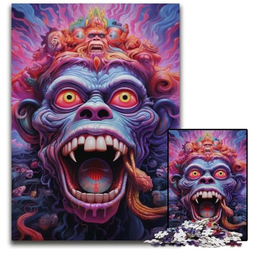 Psychedelic Monkey Puzzle für Erwachsene, 1000 Teile, Holzpuzzle, interaktives Familienspiel, Denksportaufgabe, Lernspielzeug, 50x75cm/19,68x29,52 Zoll Psychedelic Monkey Puzzle für Erwachsene, 1000 Teile, Holzpuzzle, interaktives Familienspiel, Denksportaufgabe, Lernspielzeug, 50x75cm/19,68x29,52 Zoll von JIANGENNF
