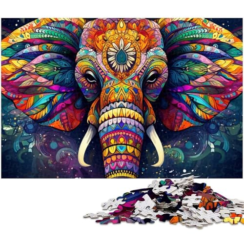 Psychedelische Elefanten-Puzzles für 1000 Teile, Holzpuzzles, anspruchsvolles DIY-Denkspiel, perfektes Familienspiel oder dekoratives Geschenk, 50 x 75 cm / 19,68 x 29,52 Zoll Psychedelische Elefanten-Puzzles für 1000 Teile, Holzpuzzles, anspruchsvolles DIY-Denkspiel, perfektes Familienspiel oder dekoratives Geschenk, 50 x 75 cm / 19,68 x 29,52 Zoll von JIANGENNF